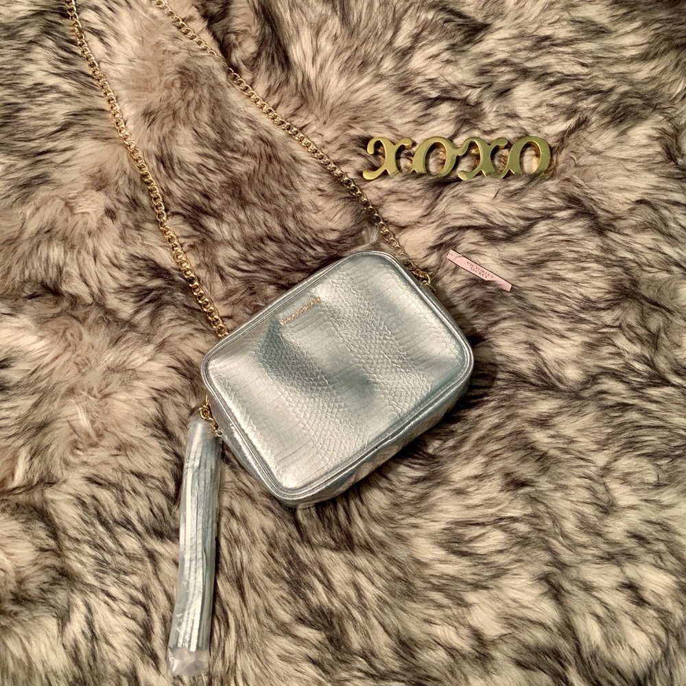 Victoria Secret Silver Snakeskin Crossbody Bag